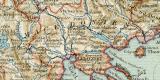 Balkanhalbinsel Karte Lithographie 1898 Original der Zeit