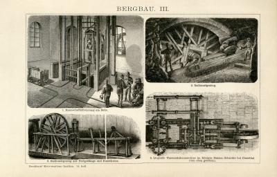 Bergbau III.-IV. Holzstich 1892 Original der Zeit
