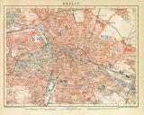 Berlin historischer Stadtplan Karte Lithographie ca. 1899