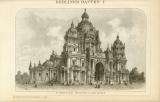 Berliner Bauten I. - II. historische Bildtafel Holzstich ca. 1892