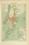 Bombay Stadtplan Lithographie 1899 Original der Zeit