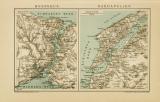 Bosporus Dardanellen historische Landkarte Lithographie ca. 1898