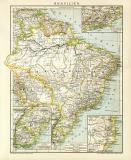 Brasilien historische Landkarte Lithographie ca. 1899