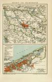 Bremen und Bremerhaven Stadtplan Lithographie 1897 Original der Zeit