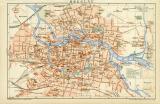 Breslau historischer Stadtplan Karte Lithographie ca. 1899