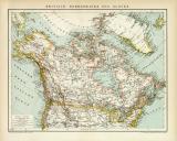 Britisch - Nordamerika und Alaska historische Landkarte Lithographie ca. 1898