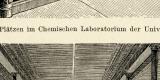 Chemisches Laboratorium historische Bildtafel Holzstich...