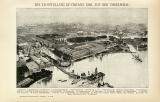 Weltausstellung in Chicago 1893 aus der Vogelschau historische Bildtafel Holzstich ca. 1895