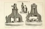Dampfhammer I. - II. historische Bildtafel Holzstich ca. 1892