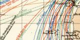 Dampfschifffahrts - Verbindungen des Weltverkehrs im Atlantischen Ozean historische Landkarte Lithographie ca. 1899