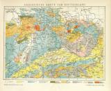 Geologische Karte von Deutschland historische Landkarte Lithographie ca. 1899
