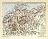 Eisenbahnen Deutsches Reich Karte Lithographie 1899 Original der Zeit