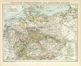 Politische Übersichtskarte des Deutschen Reiches historische Landkarte Lithographie ca. 1899