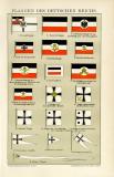 Flaggen des Deutschen Reichs historische Bildtafel Chromolithographie ca. 1898