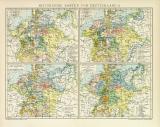 Historische II. Deutschland Karte Lithographie 1891...