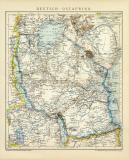Deutsch - Ostafrika historische Landkarte Lithographie ca. 1899