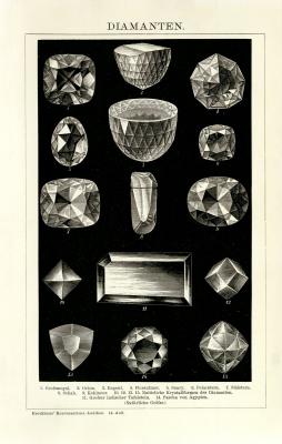 Diamanten Holzstich 1891 Original der Zeit