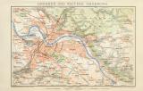 Dresden und weitere Umgebung historischer Stadtplan Karte Lithographie ca. 1899