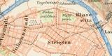 Dresden und weitere Umgebung historischer Stadtplan Karte Lithographie ca. 1899