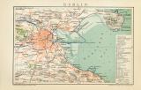 Dublin historischer Stadtplan Karte Lithographie ca. 1899