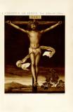 Christus am Kreuz Chromolithographie 1891 Original der Zeit