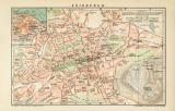 Edinburgh historischer Stadtplan Karte Lithographie ca. 1899