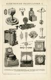 Elektrische Telegraphen I.-II. Holzstich 1892 Original...