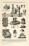 Elektrische Telegraphen III. Holzstich 1891 Original der...