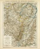 Elsass - Lothringen und Bayerische Rheinpfalz historische Landkarte Lithographie ca. 1899