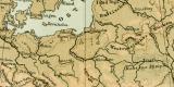 Physikalische Übersichtskarte von Europa historische Landkarte Lithographie ca. 1892