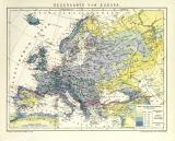 Europa Regenkarte historische Landkarte Lithographie ca. 1892
