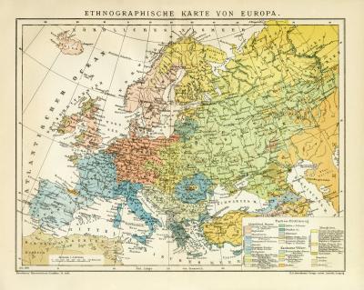 Europa Ethnographie Lithographie 1899 Original der Zeit