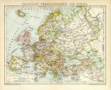 Politische Übersichtskarte von Europa historische Landkarte Lithographie ca. 1899
