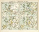 Historische Karten von Europa I. historische Landkarte Lithographie ca. 1894