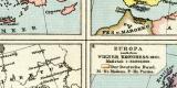 Historische Karten von Europa II. historische Landkarte Lithographie ca. 1892