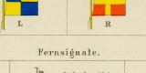 Flaggen Fernsignale Chromolithographie 1892 Original der Zeit