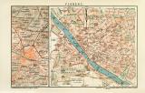Florenz historischer Stadtplan Karte Lithographie ca. 1899