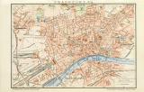 Frankfurt a. M. historischer Stadtplan Karte Lithographie ca. 1899