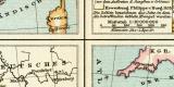 Frankreich historischen Karte Lithographie 1892 Original der Zeit