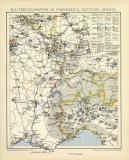 Militärdislokation in Frankreich Östliche Grenze historische Militärkarte Lithographie ca. 1899