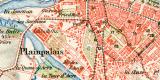 Genf Stadtplan Lithographie 1899 Original der Zeit