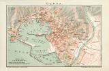 Genua historischer Stadtplan Karte Lithographie ca. 1892