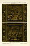 Bronzereliefs vom Baptisterium zu Florenz von Lorenzo Ghiberti historische Bildtafel Chromolithographie ca. 1892