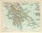 Griechenland Karte Lithographie 1899 Original der Zeit
