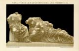 Skulpturen aus dem Ostgiebel des Parthenon historische Bildtafel Lithographie ca. 1892