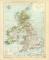 Gro&szlig;britannien Irland Karte Lithographie 1899 Original der Zeit