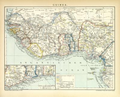 Guinea Karte Lithographie 1899 Original der Zeit