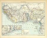 Guinea historische Landkarte Lithographie ca. 1899