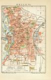 Halle an der Saale historischer Stadtplan Karte Lithographie ca. 1899