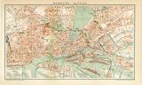 Hamburg Altona historischer Stadtplan Karte Lithographie ca. 1899